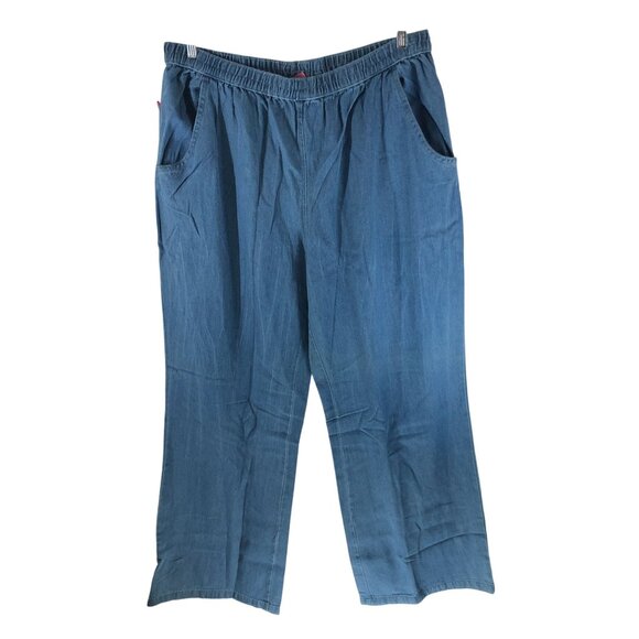 Woman Within Jeans Elastic Waist Pull On Cotton Classic Fit Straight Leg 26T - Picture 1 of 4